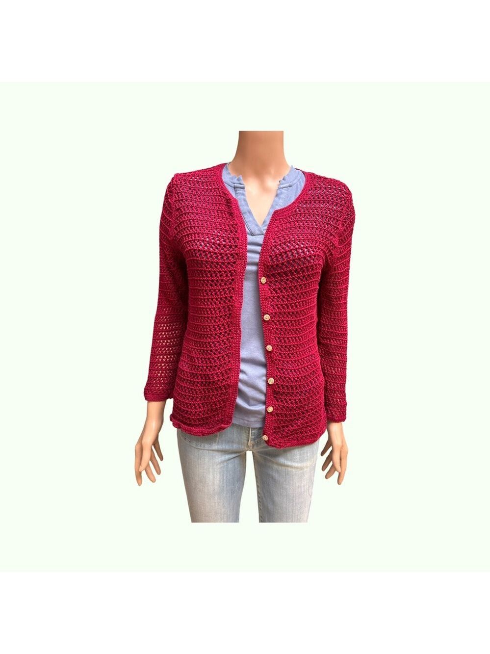 Eddie Bauer Maroon Cardigan Sweater Soft Knit Design Medium (3 for $12 item)